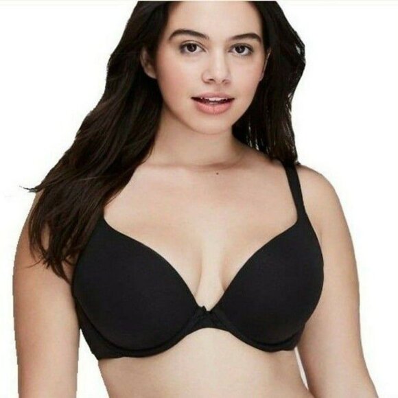 Lane Bryant Cacique Womens Bra Plus Size 40F Plunge Black Cotton Blend - Picture 3 of 6